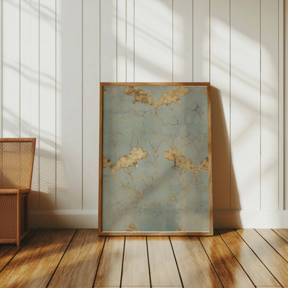 Premium Poster of Elegant Vintage Cracked Gold and Blue Art Print Posters