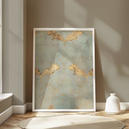 Premium Poster of Elegant Vintage Cracked Gold and Blue Art Print Posters