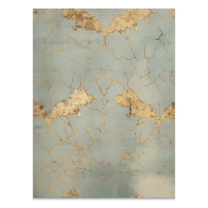 Premium Poster of Elegant Vintage Cracked Gold and Blue Art Print Posters