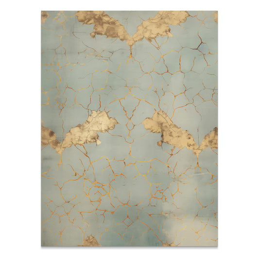 Premium Poster of Elegant Vintage Cracked Gold and Blue Art Print Posters