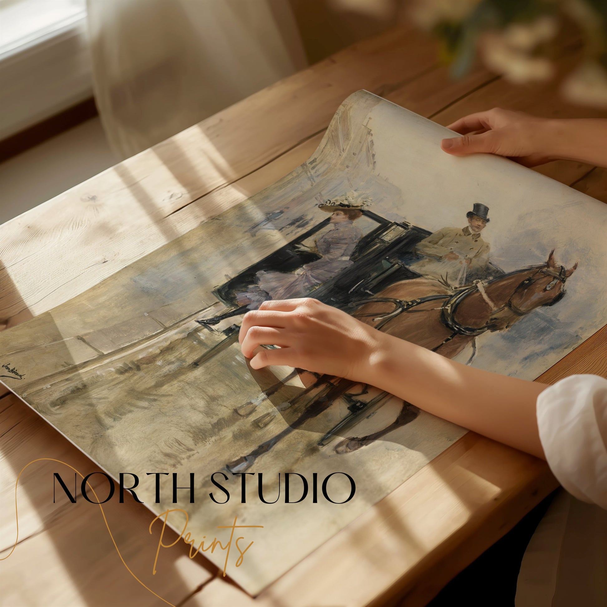 Premium Poster of Elegant Vintage Horse Carriage Art Posters