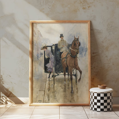 Premium Poster of Elegant Vintage Horse Carriage Art Posters