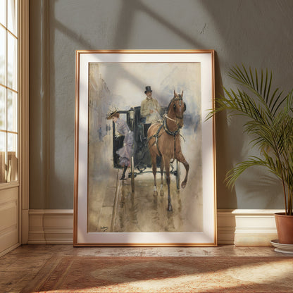 Premium Poster of Elegant Vintage Horse Carriage Art Posters