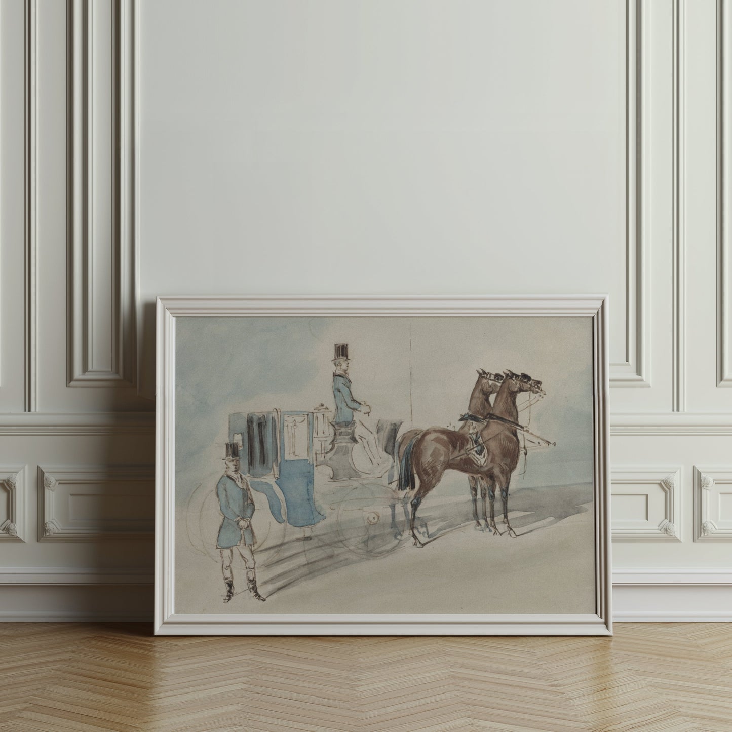 Premium Poster of Elegant Vintage Horse Carriage and Coachman Posters