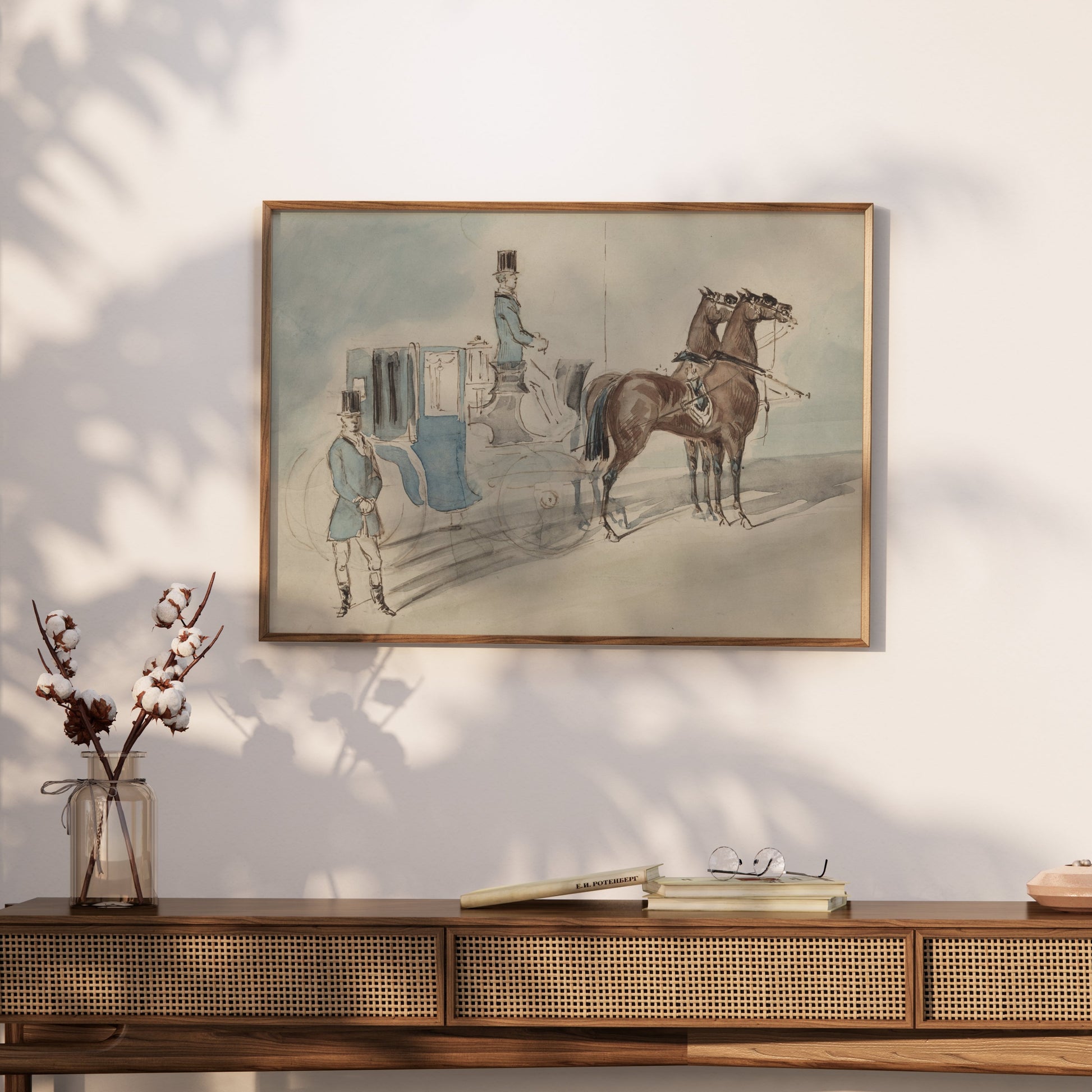 Premium Poster of Elegant Vintage Horse Carriage and Coachman Posters