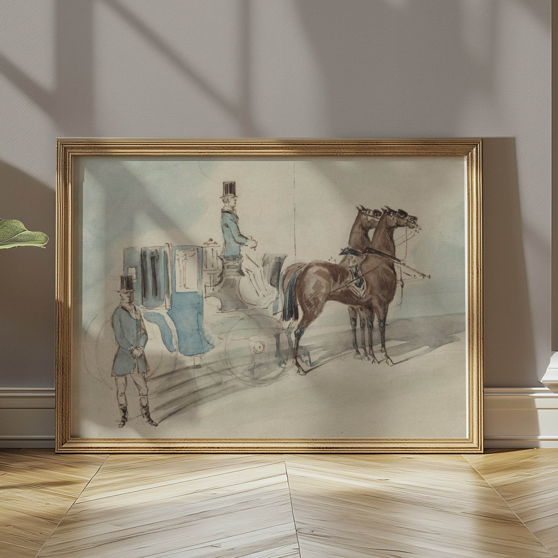 Premium Poster of Elegant Vintage Horse Carriage and Coachman Posters