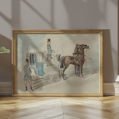 Premium Poster of Elegant Vintage Horse Carriage and Coachman Posters