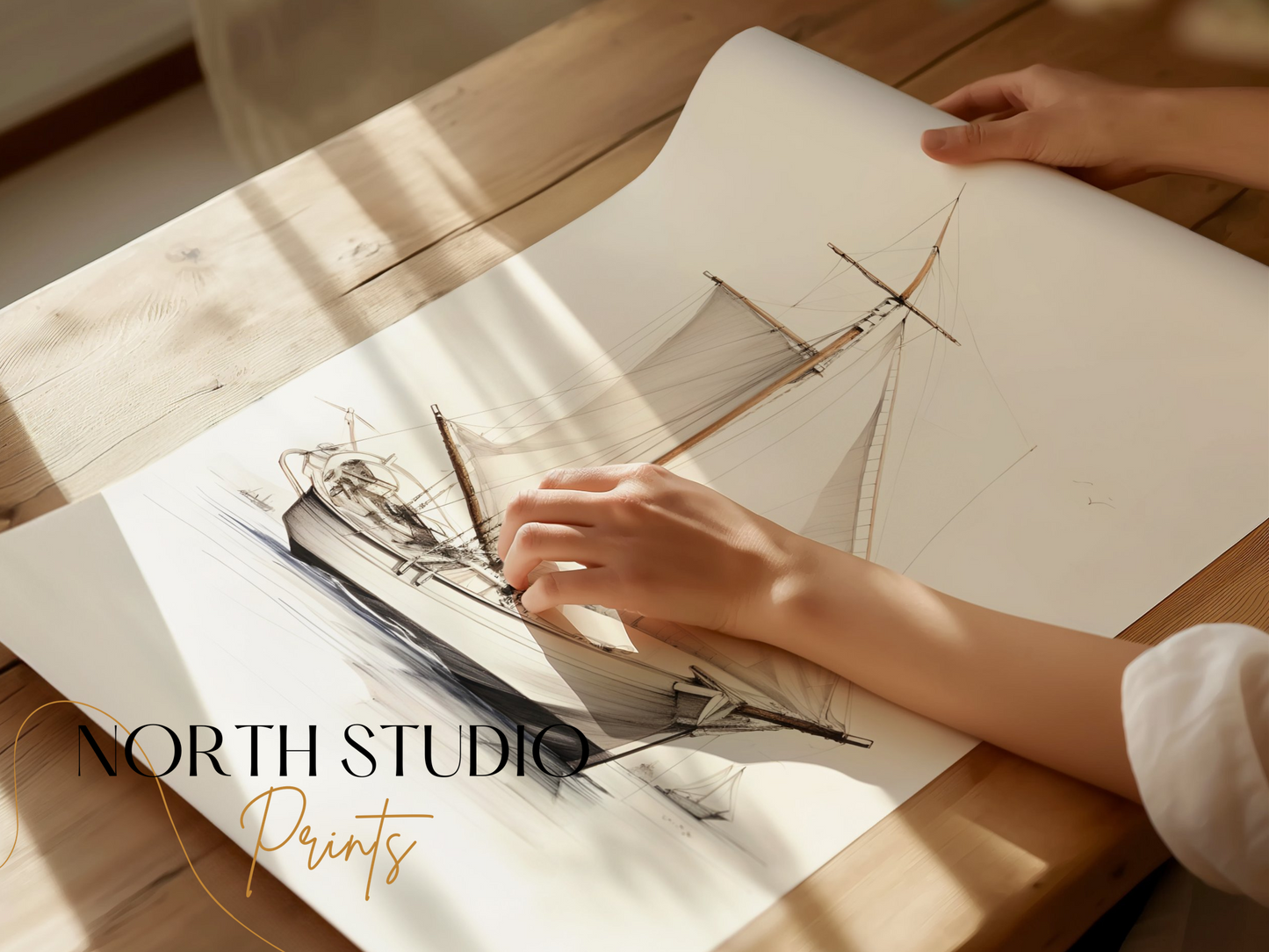 Premium Poster of Elegant Vintage Sailing Ship Illustration Art Posters