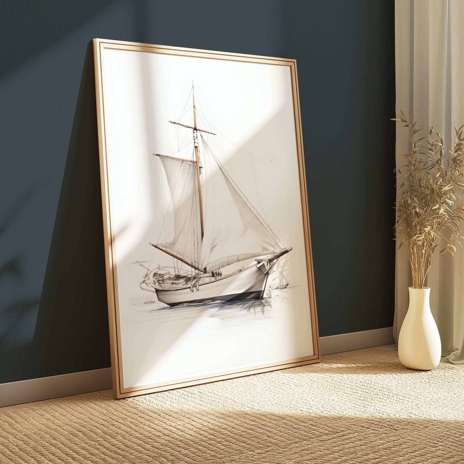 Premium Poster of Elegant Vintage Sailing Ship Illustration Art Posters