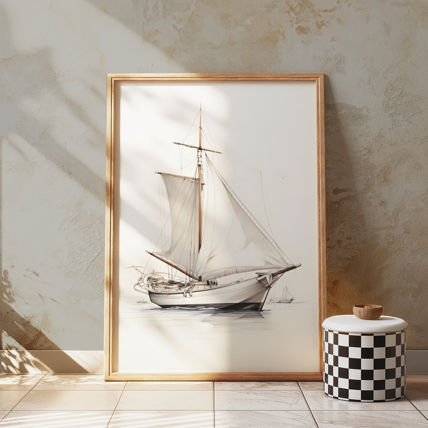 Premium Poster of Elegant Vintage Sailing Ship Illustration Art Posters