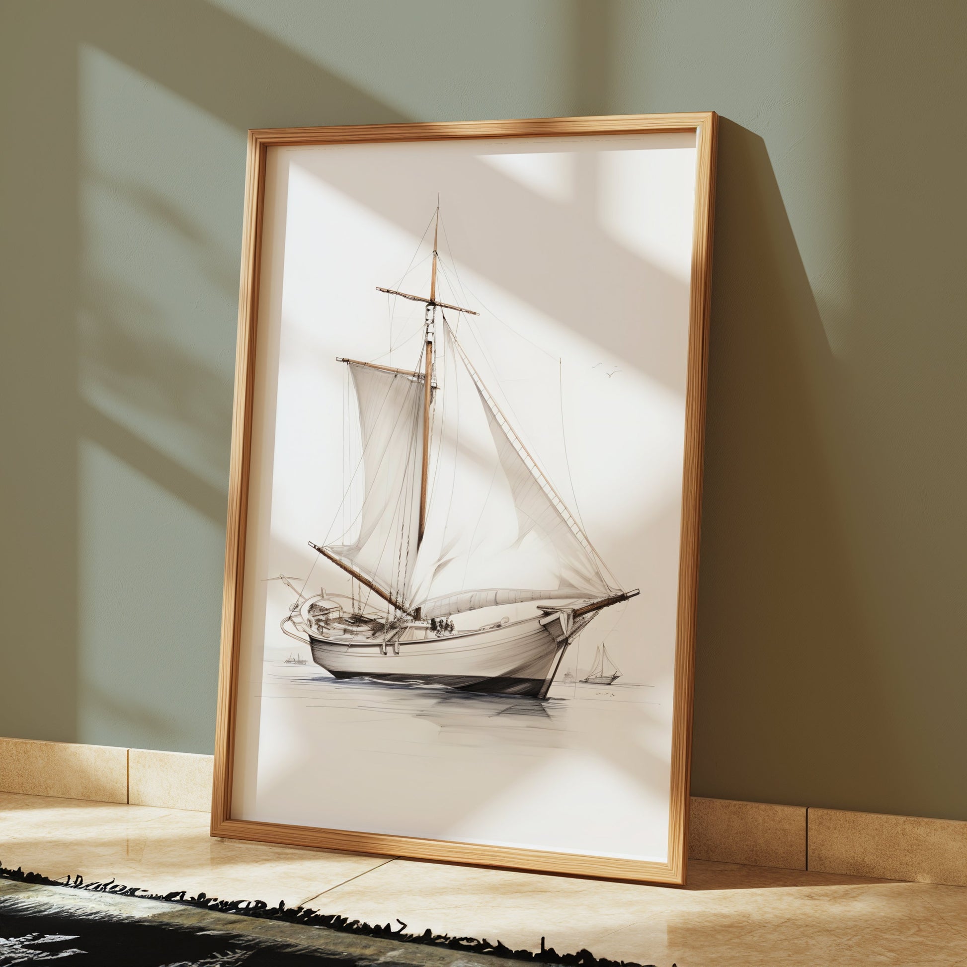 Premium Poster of Elegant Vintage Sailing Ship Illustration Art Posters