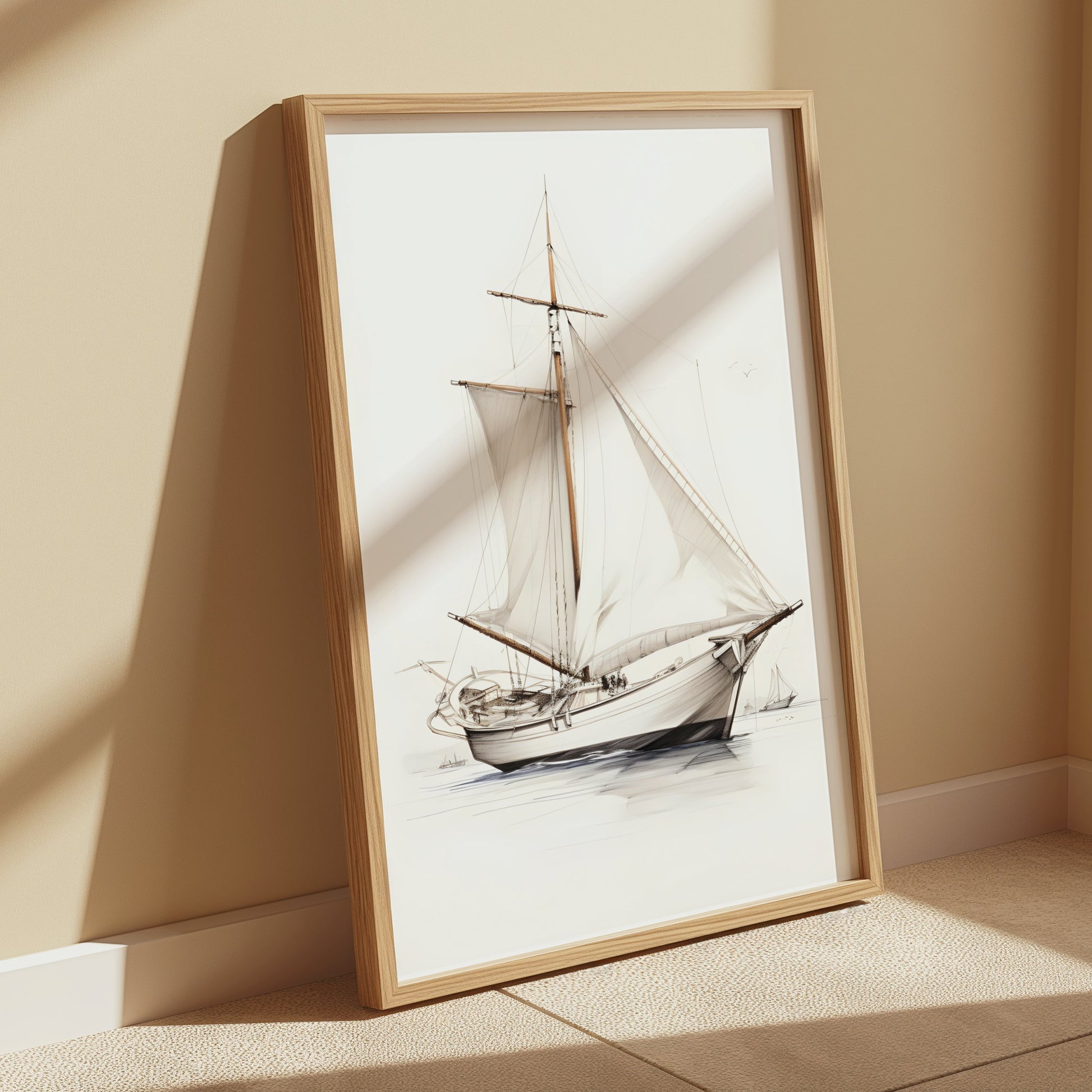 Premium Poster of Elegant Vintage Sailing Ship Illustration Art Posters