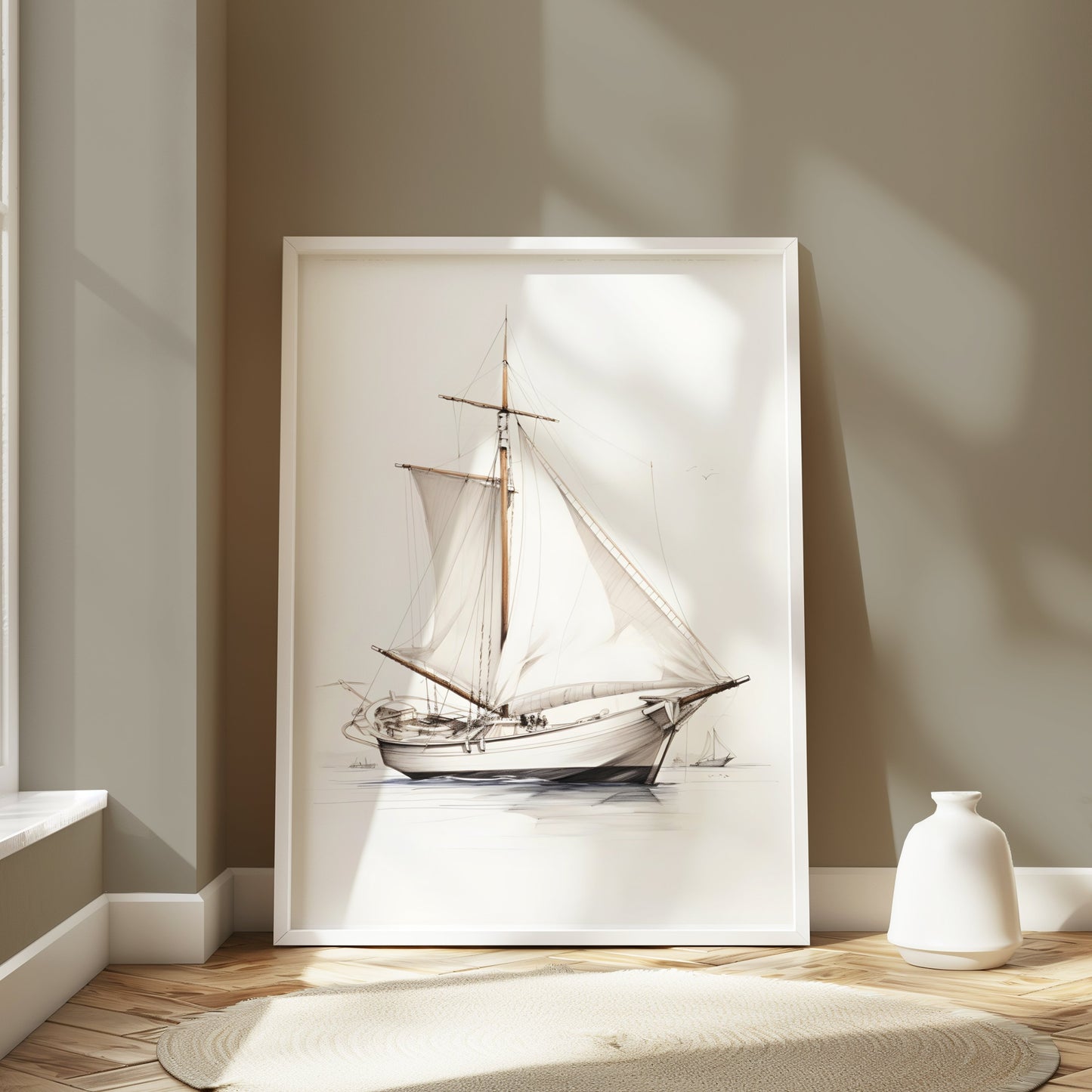 Premium Poster of Elegant Vintage Sailing Ship Illustration Art Posters