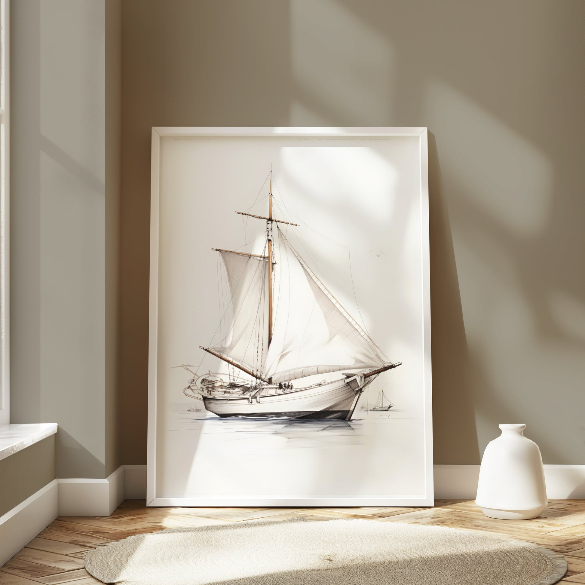 Premium Poster of Elegant Vintage Sailing Ship Illustration Art Posters