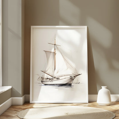 Premium Poster of Elegant Vintage Sailing Ship Illustration Art Posters