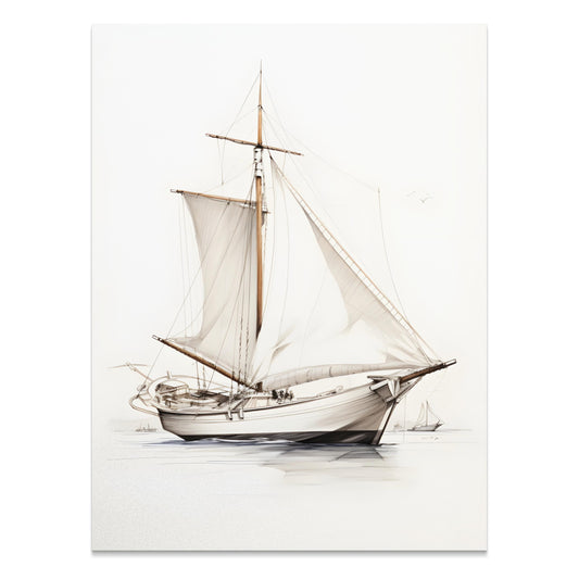 Premium Poster of Elegant Vintage Sailing Ship Illustration Art Posters