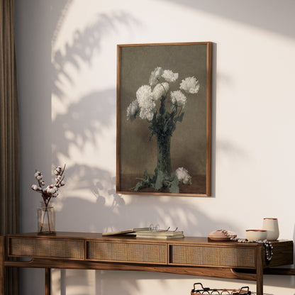 Premium Poster of Elegant White Blossoms in Vase Art Print Posters