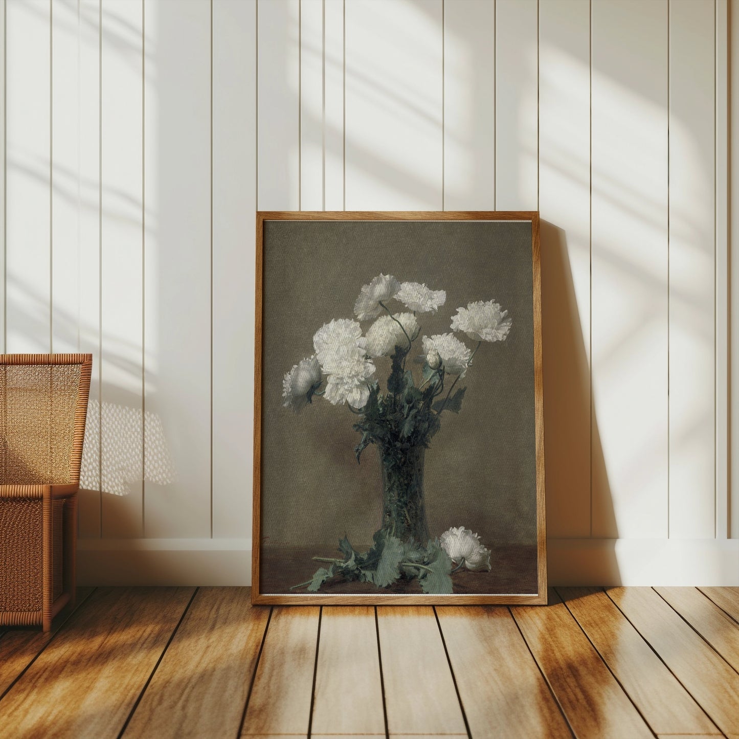 Premium Poster of Elegant White Blossoms in Vase Art Print Posters