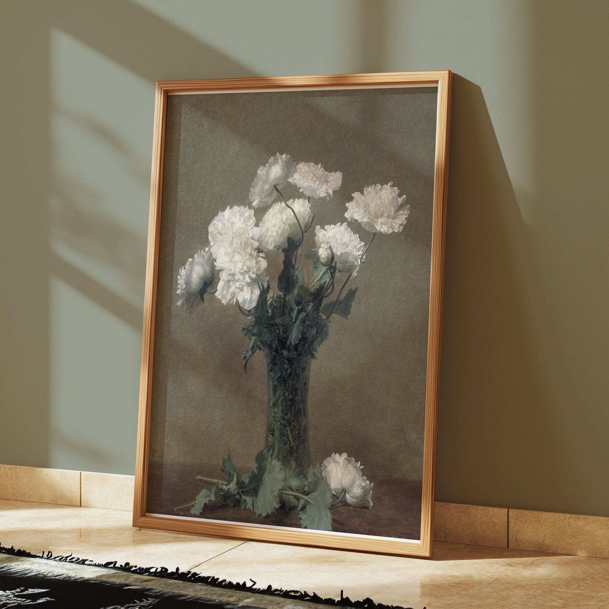 Premium Poster of Elegant White Blossoms in Vase Art Print Posters
