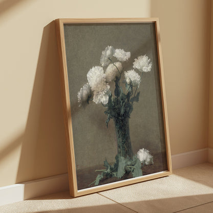 Premium Poster of Elegant White Blossoms in Vase Art Print Posters