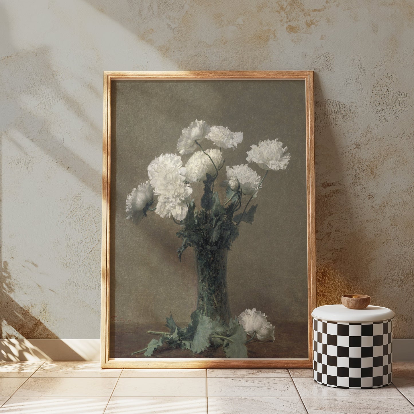 Premium Poster of Elegant White Blossoms in Vase Art Print Posters