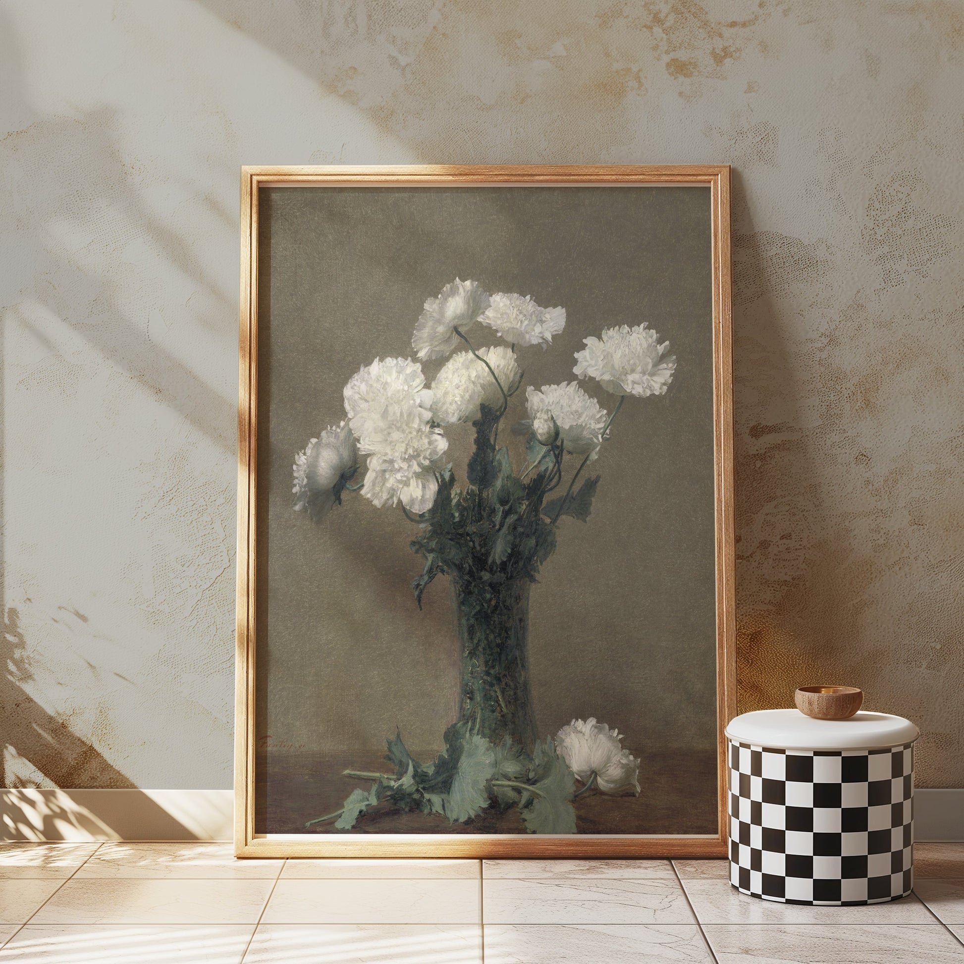 Premium Poster of Elegant White Blossoms in Vase Art Print Posters