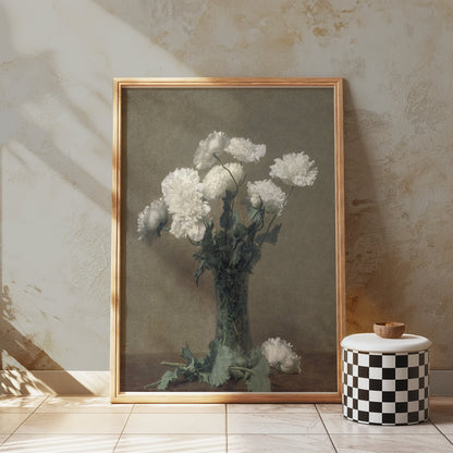 Premium Poster of Elegant White Blossoms in Vase Art Print Posters