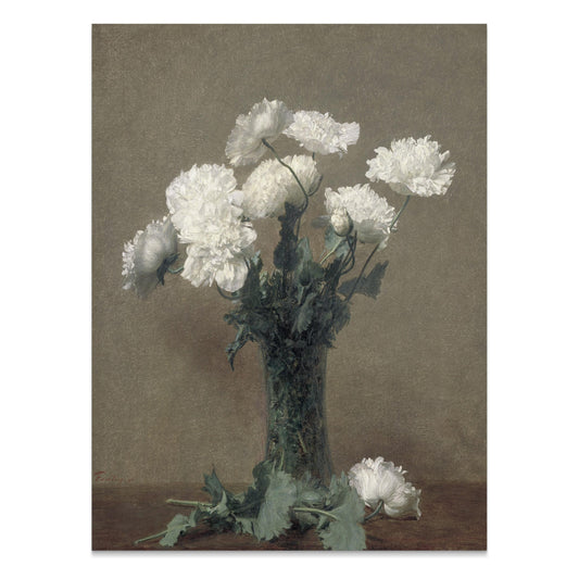 Premium Poster of Elegant White Blossoms in Vase Art Print Posters