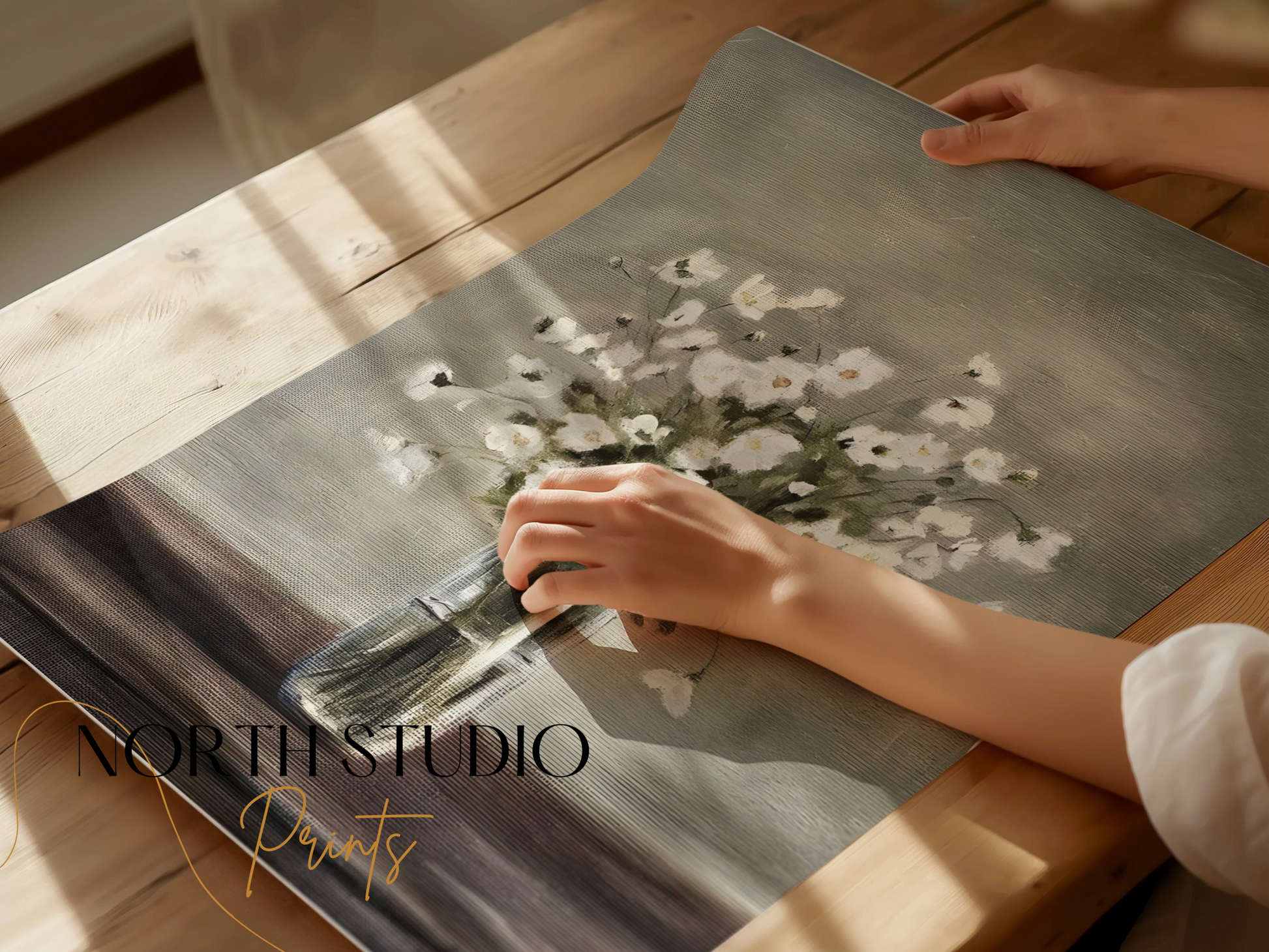 Premium Poster of Elegant White Floral Arrangement in Vase Wall Art Posters
