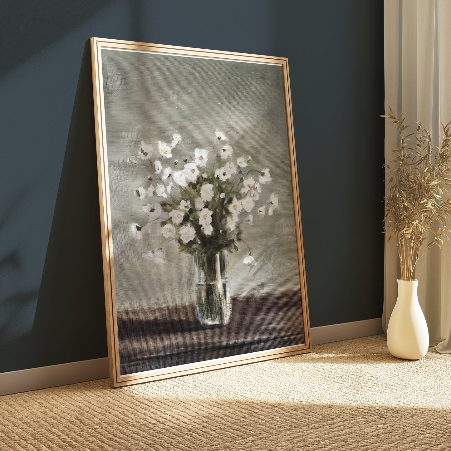 Premium Poster of Elegant White Floral Arrangement in Vase Wall Art Posters
