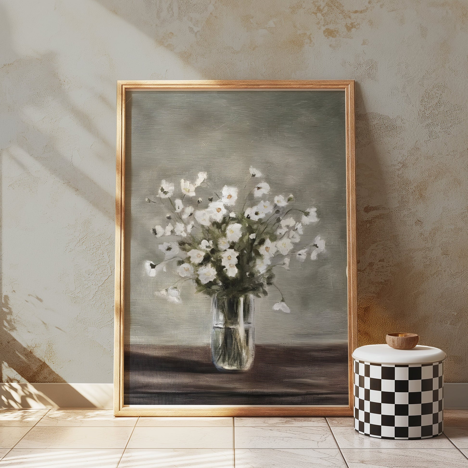 Premium Poster of Elegant White Floral Arrangement in Vase Wall Art Posters
