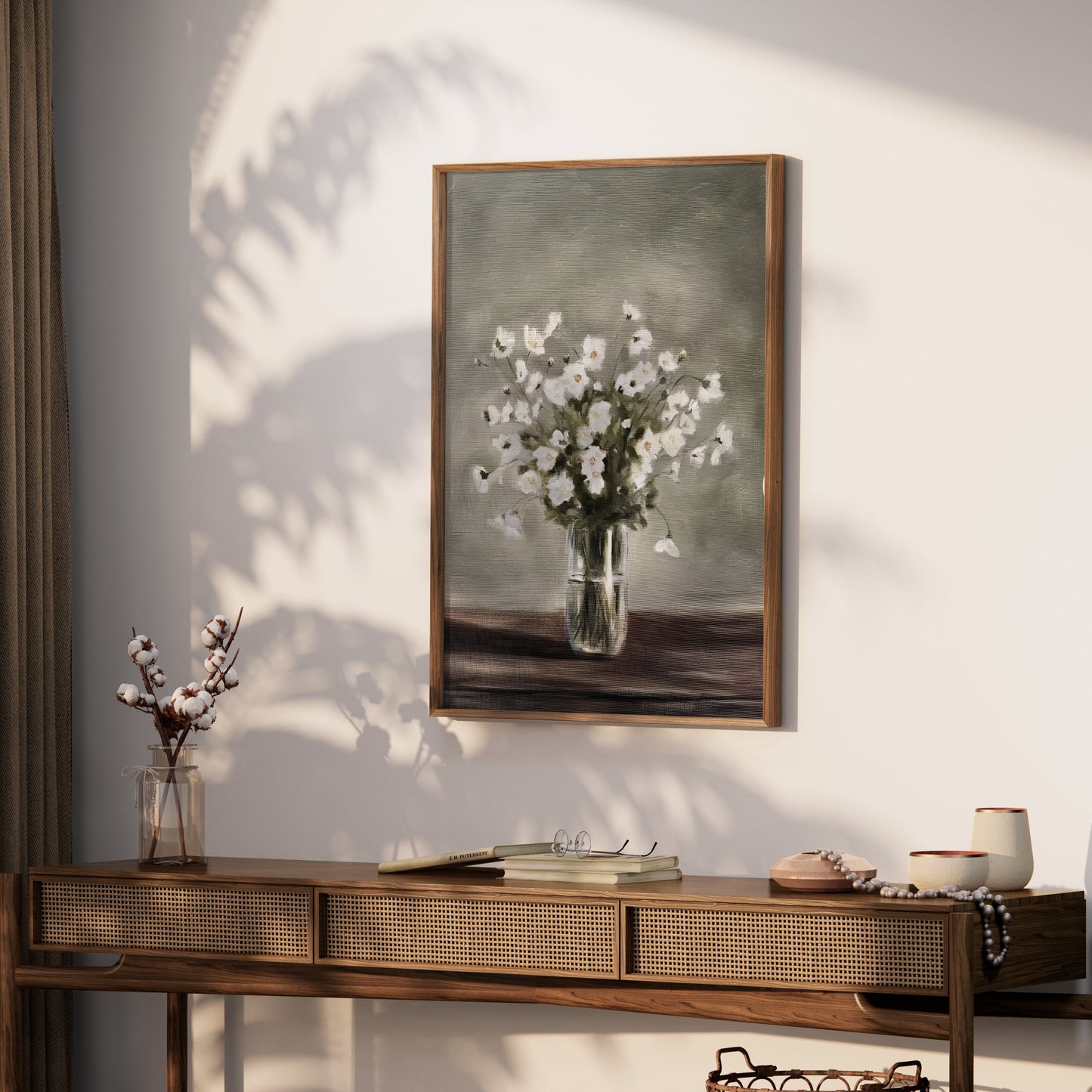 Premium Poster of Elegant White Floral Arrangement in Vase Wall Art Posters