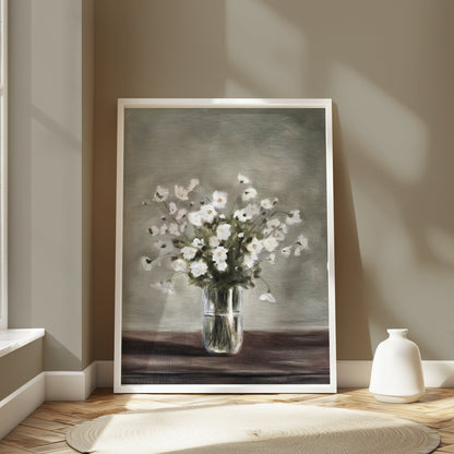 Premium Poster of Elegant White Floral Arrangement in Vase Wall Art Posters