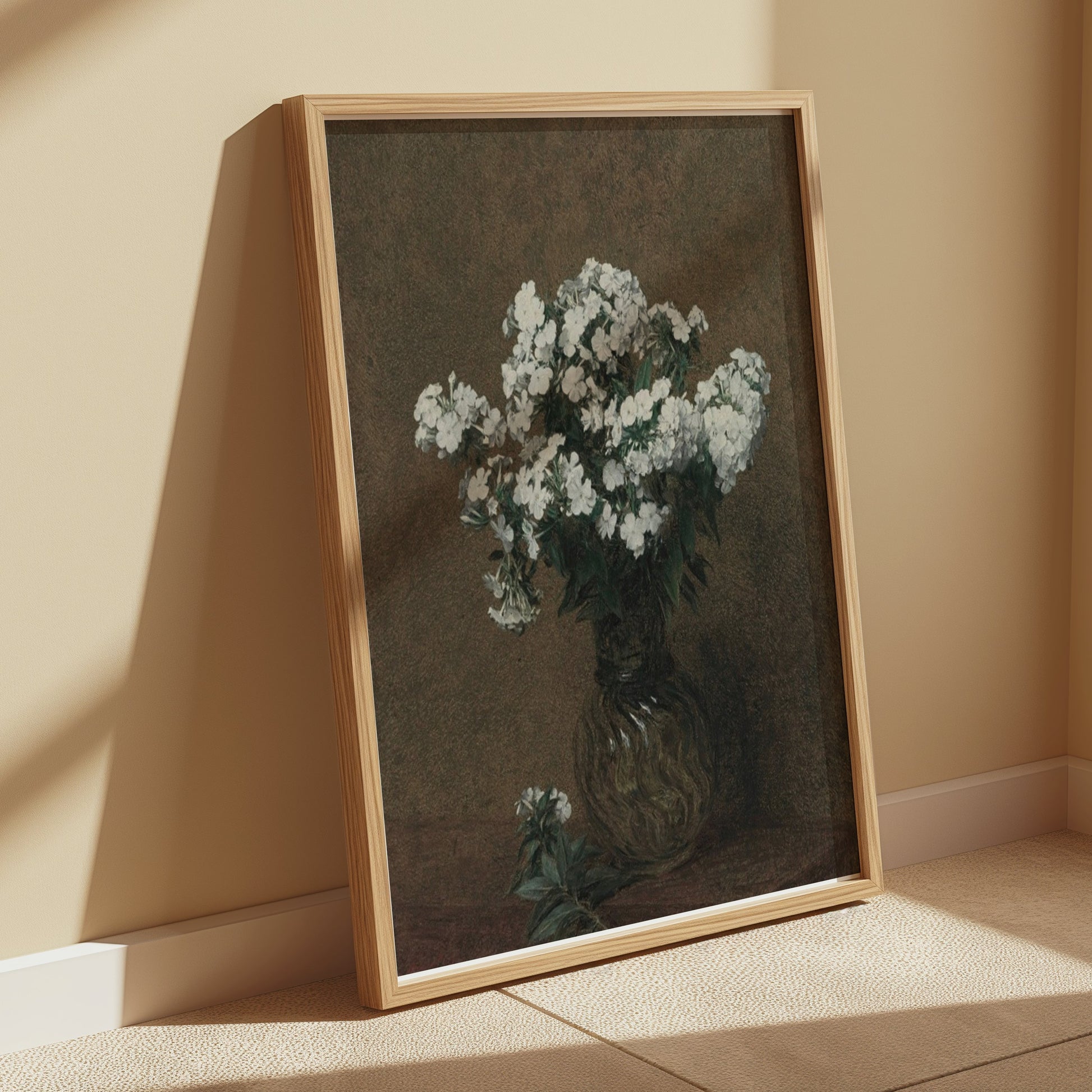 Premium Poster of Elegant White Flowers in Glass Vase Posters