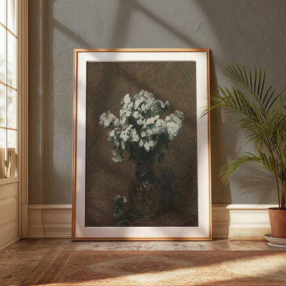 Premium Poster of Elegant White Flowers in Glass Vase Posters