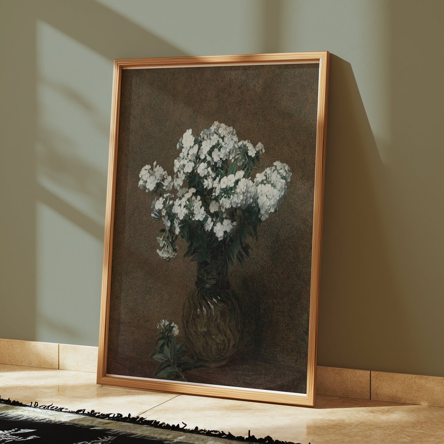 Premium Poster of Elegant White Flowers in Glass Vase Posters