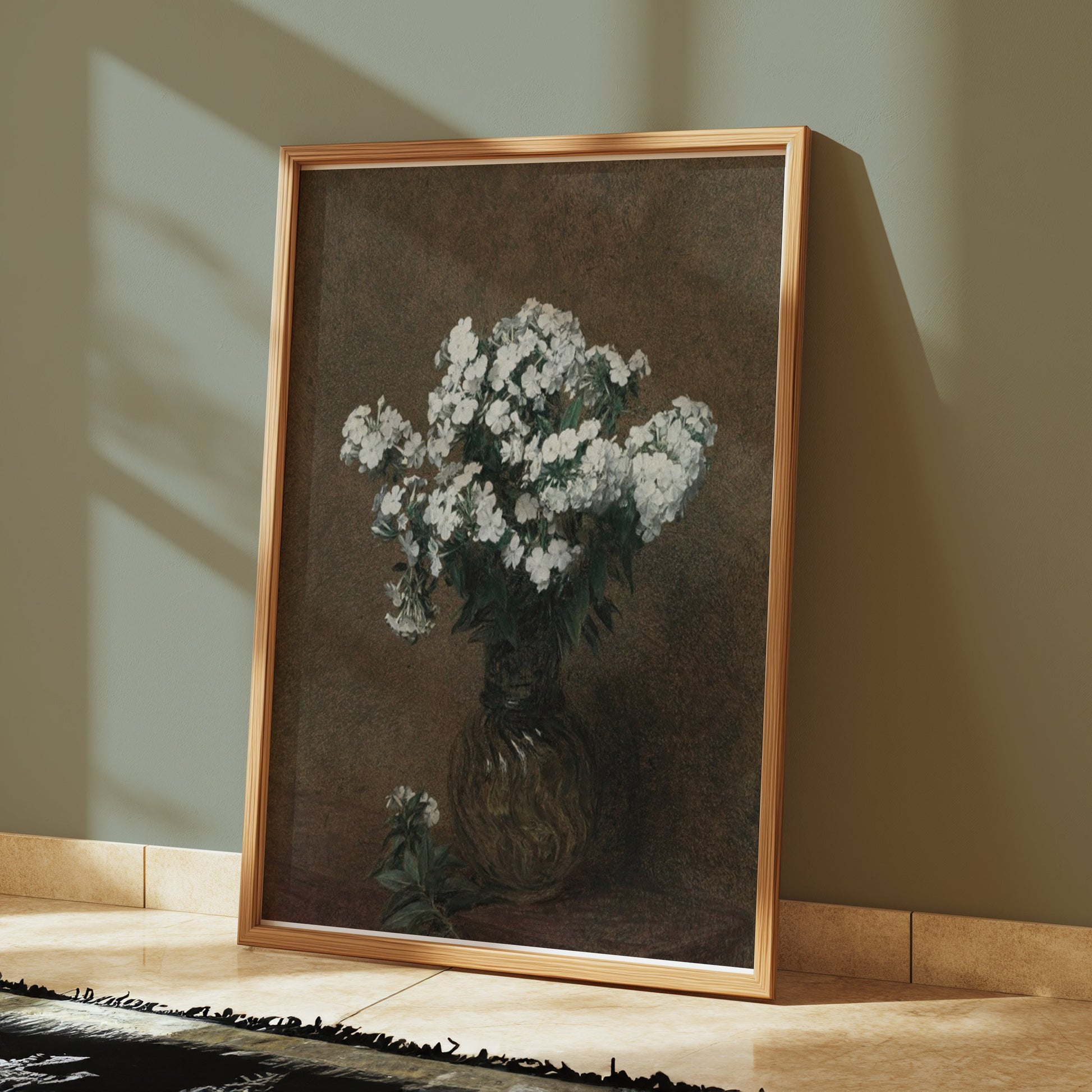 Premium Poster of Elegant White Flowers in Glass Vase Posters