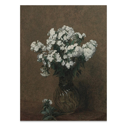 Premium Poster of Elegant White Flowers in Glass Vase Posters