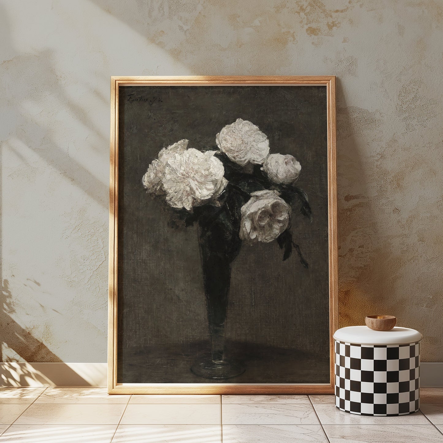 Premium Poster of Elegant White Roses in a Vase Art Print Posters