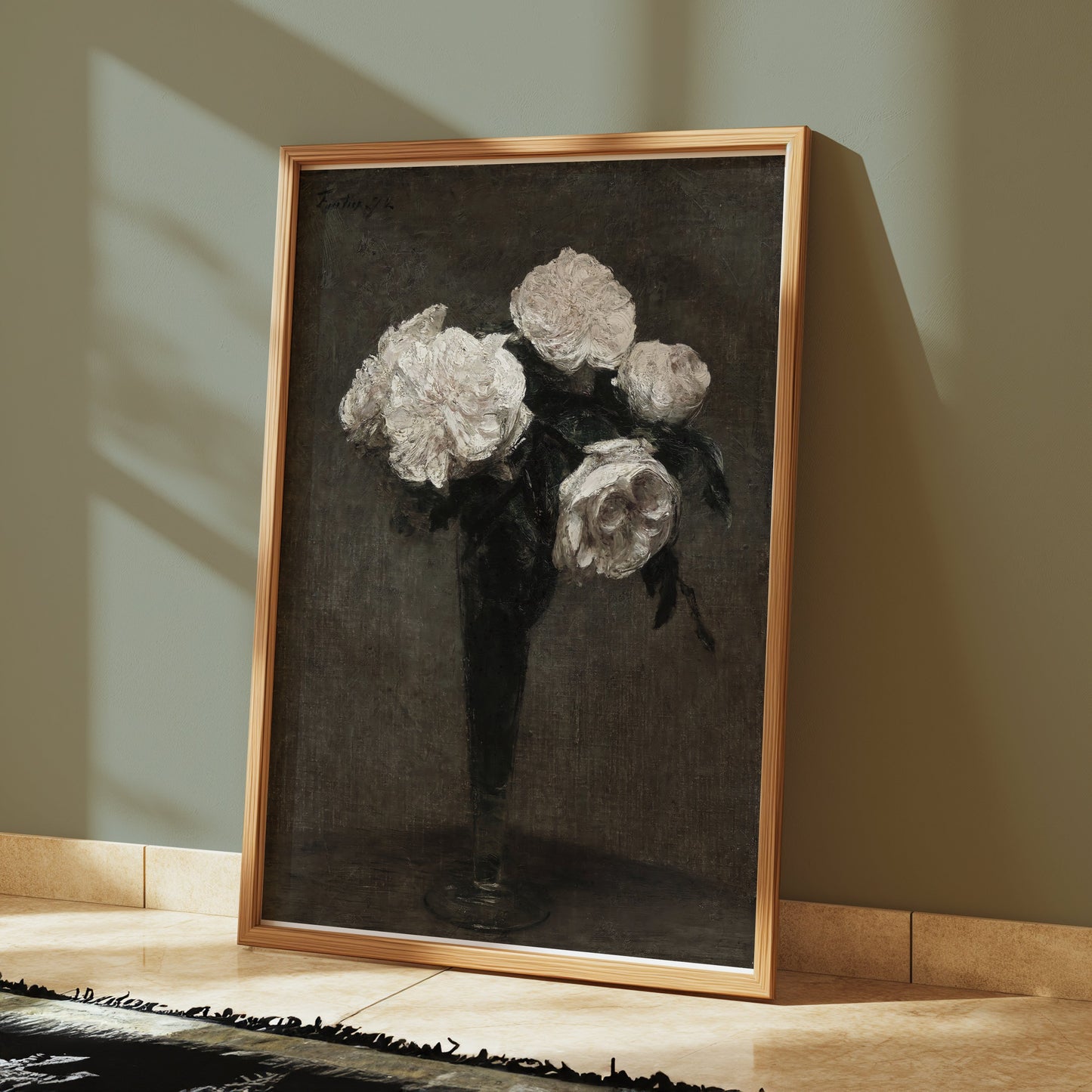 Premium Poster of Elegant White Roses in a Vase Art Print Posters