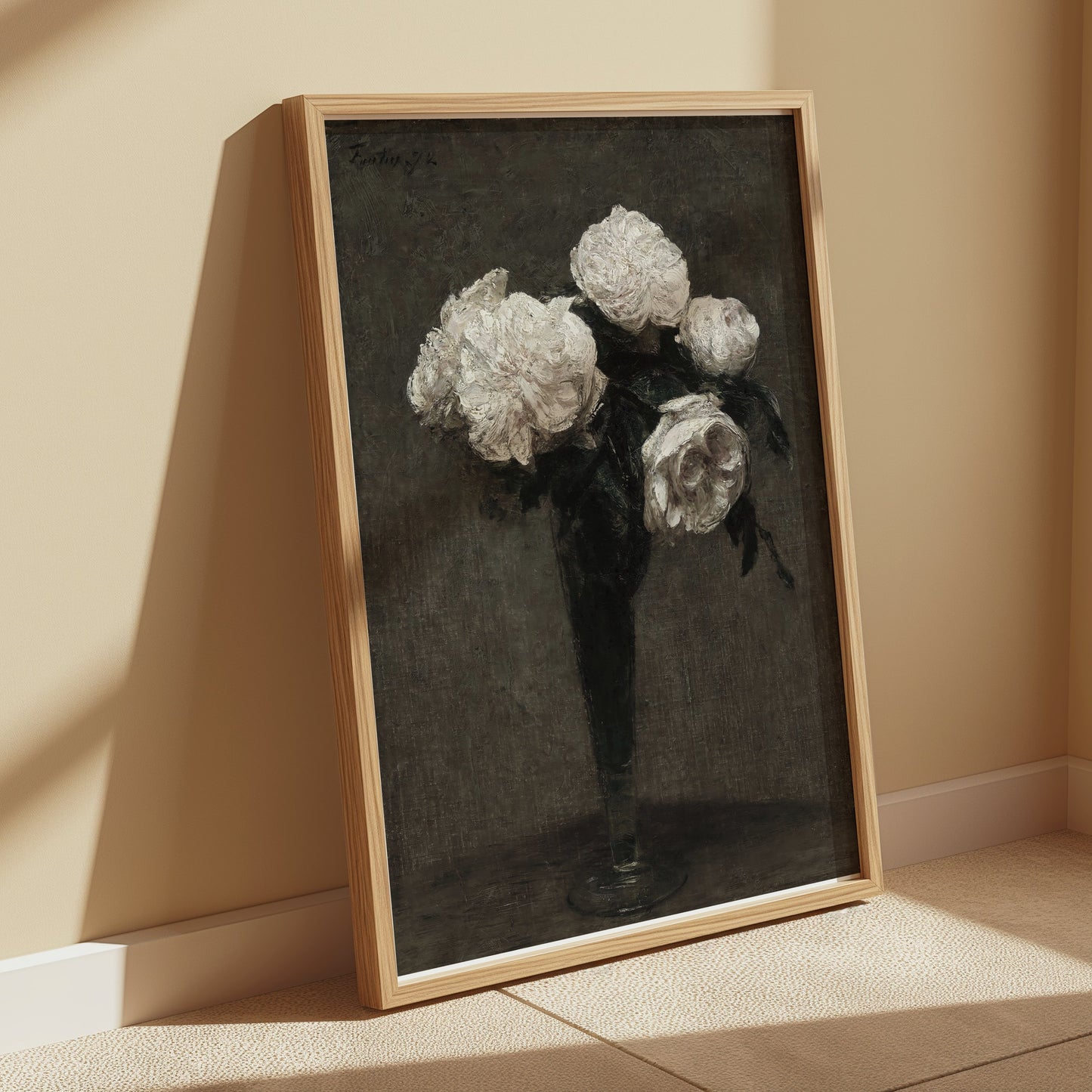 Premium Poster of Elegant White Roses in a Vase Art Print Posters