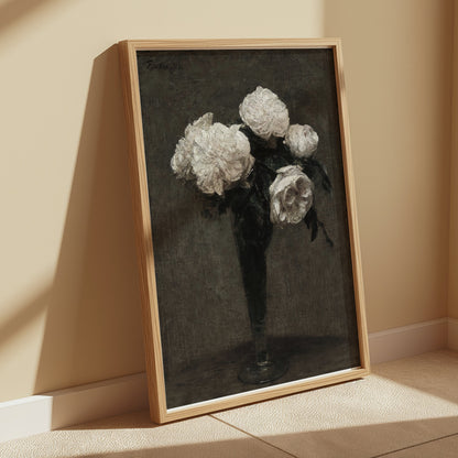 Premium Poster of Elegant White Roses in a Vase Art Print Posters