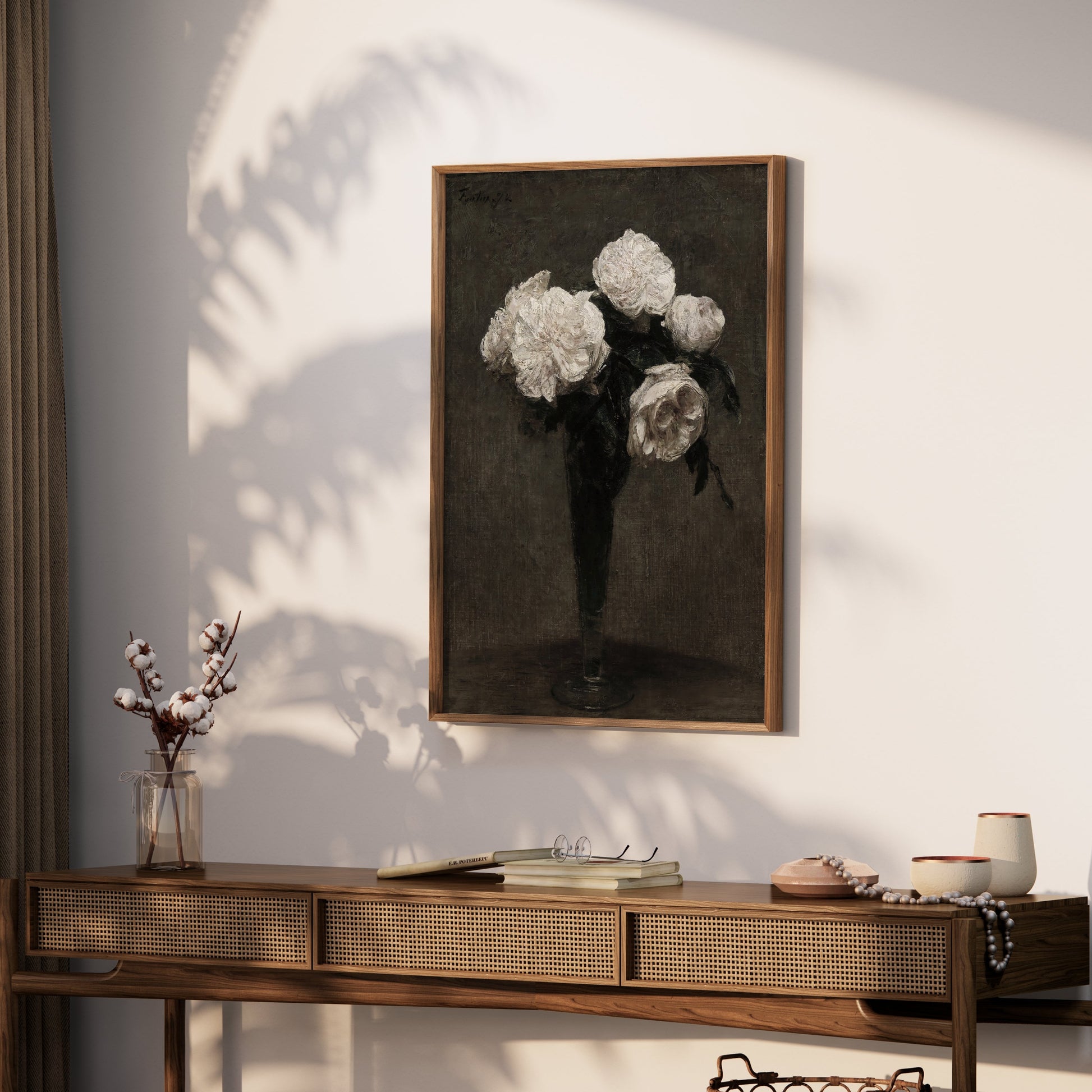 Premium Poster of Elegant White Roses in a Vase Art Print Posters