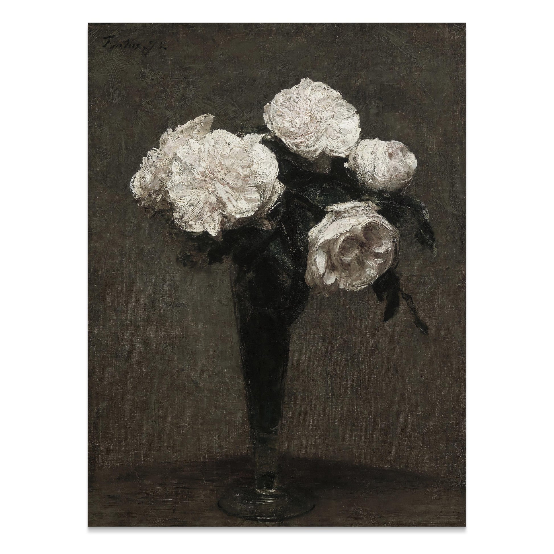 Premium Poster of Elegant White Roses in a Vase Art Print Posters