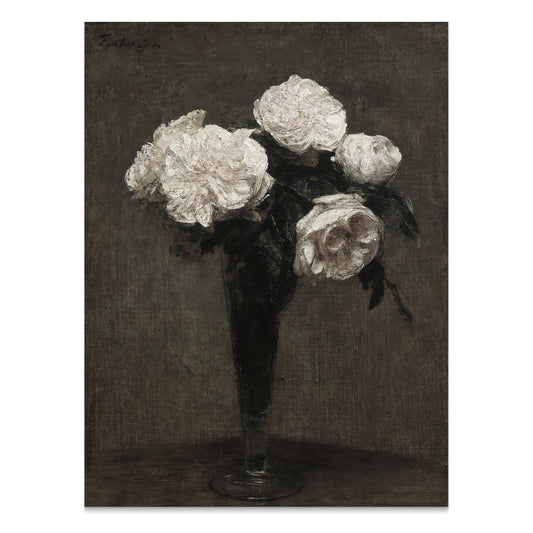 Premium Poster of Elegant White Roses in a Vase Art Print Posters