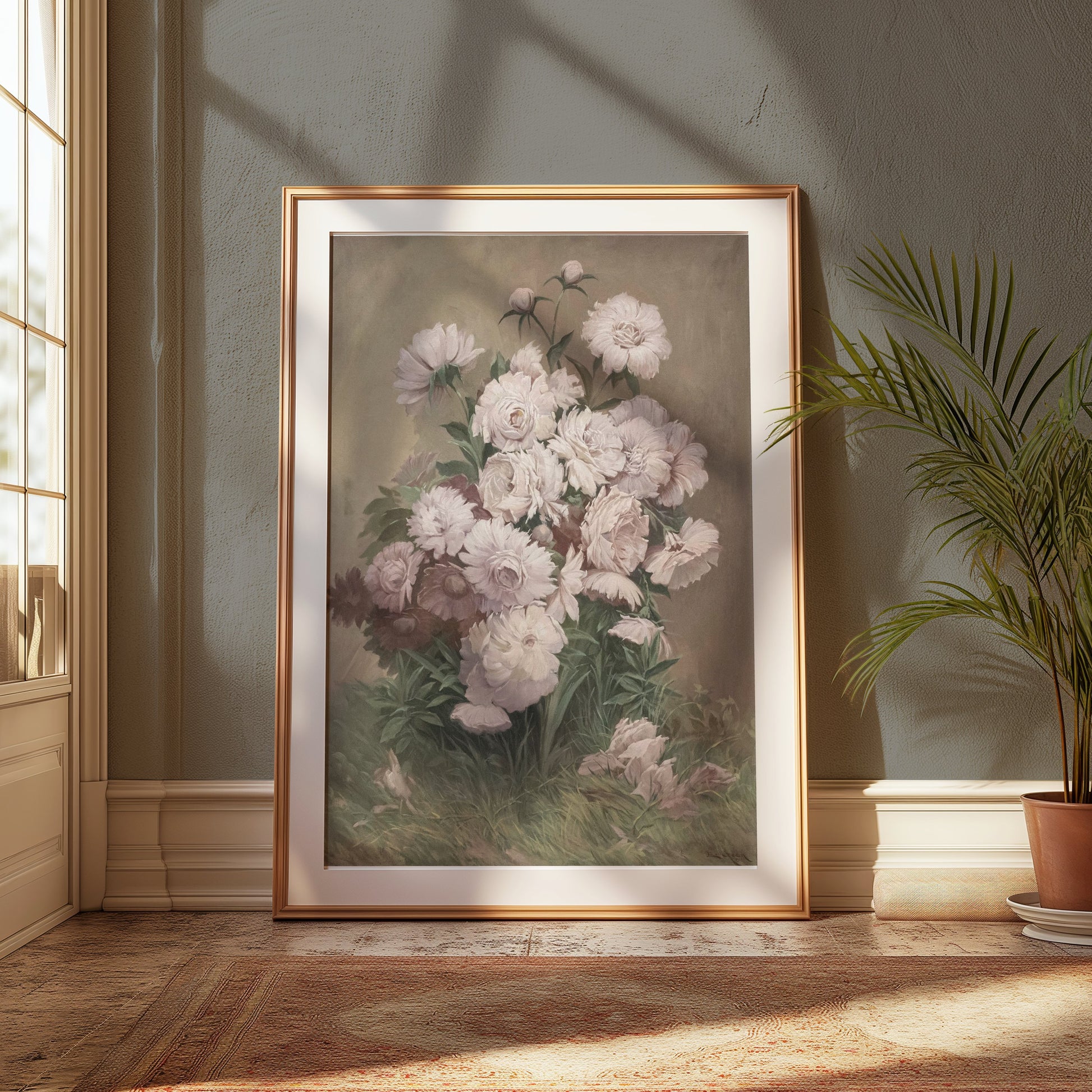 Premium Poster of Elegant White and Pink Flower Bouquet Art Posters