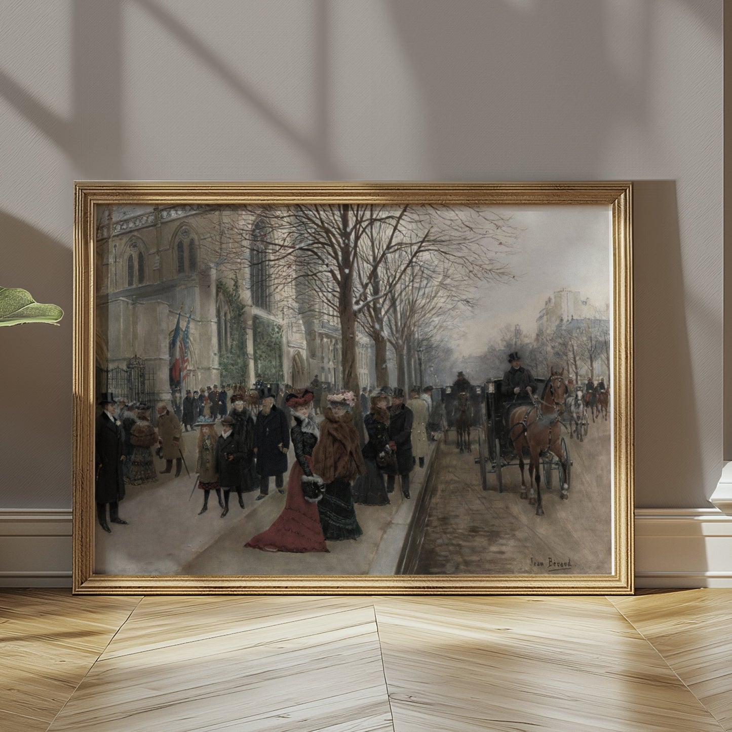 Premium Poster of Elegant Winter Street Scene Vintage Art Posters