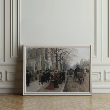 Premium Poster of Elegant Winter Street Scene Vintage Art Posters