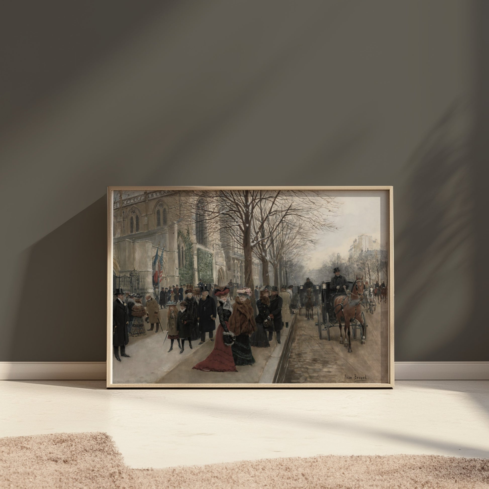 Premium Poster of Elegant Winter Street Scene Vintage Art Posters