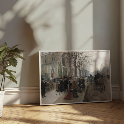 Premium Poster of Elegant Winter Street Scene Vintage Art Posters